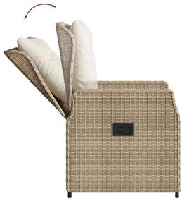 3 részes bézs polyrattan kerti étkezőgarnitúra párnákkal