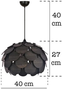 Csillár, fa, kör alakú részekből, fekete - barna