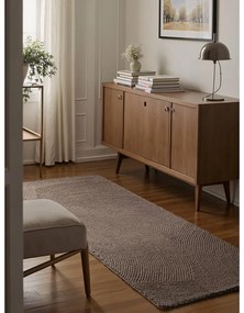 Szürkésbarna kézi szövésű gyapjú futószőnyeg 80x300 cm Eleni Taupe – Hanse Home
