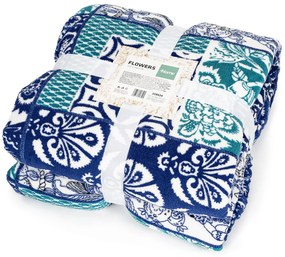 4Home gyapjú hatású pléd Flowers kék, 150 x 200 cm