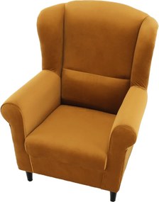 Füles fotel, szövet mustár, CHARLOT