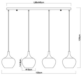 Globo 15548-4HG - Csillár zsinóron MAXY 4xE27/40W/230V réz