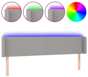 világosszürke szövet LED-es fejtámla 163 x 16 x 78/88 cm