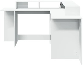fehér szerelt fa íróasztal LED-világítással 152 x 152 x 91 cm