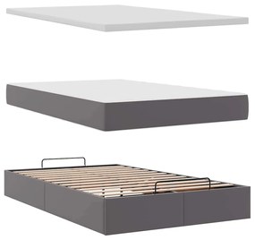 Ottomán ágykeret matraccal Szürke 120x200cm műbőrrel