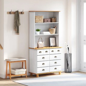 Hutch ASKIM&quot; Fehér 91x40x183 cm Masszív Fa Fenyő&quot;