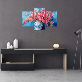 Kép - Váza rózsaszín virágokkal (90x60 cm)