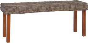 vidaXL természetes kubu rattan és tömör mahagóni fa pad 110 cm
