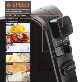 Aigostar - Kézi mixer 300W/230V fekete/króm