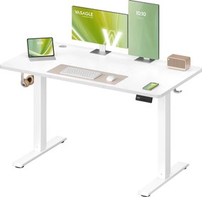 VASAGLE állítható magasságú elektromos íróasztal, 120 x 60 cm, fehér