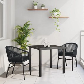 3 Darabos Kerti Étkező Szett - Fekete Poli Rattan
