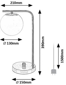 Rabalux 74203 - Asztali lámpa KIARA 1xE27/35W/230V
