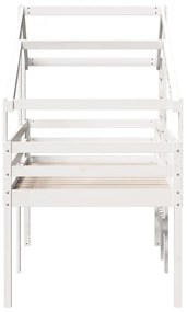 fehér tömör fenyőfa magasított ágy tetővel 90 x 200 cm