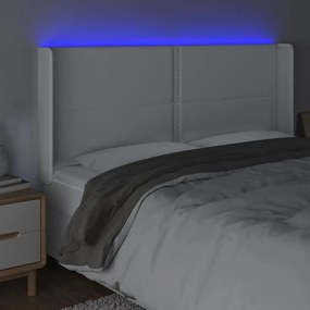 fehér műbőr LED-es fejtámla 163x16x118/128 cm
