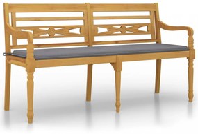 tömör tíkfa Batavia pad szürke párnával 150 cm