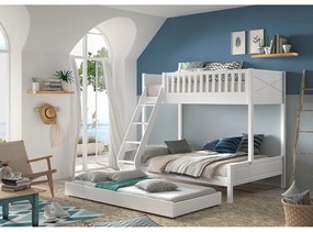 Fehér emeletes borovi fenyő gyerekágy tárolóhellyel 140x200-90x200 cm SCOTT – Vipack