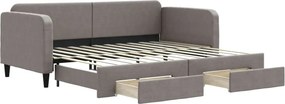 vidaXL tópszínű kihúzható szövet heverő fiókokkal 90 x 200 cm