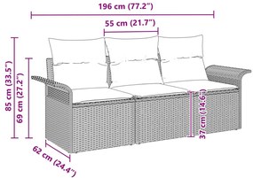 3 darabos kerti kanapé szett párnákkal Fekete Poli Rattan