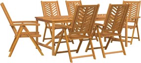vidaXL Kert étkező szett 7 pcs Barna Tömör Akácfa