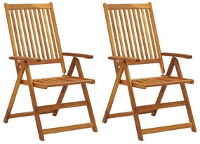 vidaXL 2 db dönthető tömör akácfa kerti szék párnákkal