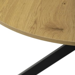 Kerek étkezőasztal vadtölgy színben. 120x75 cm. Mdf Asztallap, Fém váz.