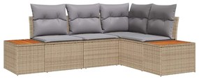 vidaXL Kerti Kanapé Szett 4 pcs Beige és Világosszürke Polyrattan