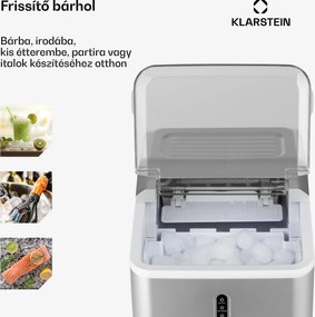 Klarstein Chillout, jégkocka készítő, kerek jégdarabok, 12 kg/24 h, víztartály: 1,5 L, ezüst