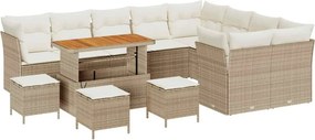 vidaXL Kerti Kanapé Szett 13 pcs Bézs polirattan