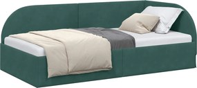 vidaXL Sarokágy keret fejtámlával Sötétzöld 80 cm x 200 cm Bársony