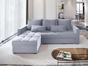 AKCIÓ világosszürke kihúzható sarokkanapé ZENOVA 220x140 cm, kétoldalas II. osztály
