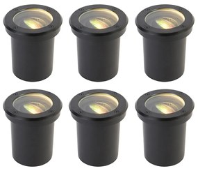 6 darabos készlet okos kültéri talajszpot fekete állítható IP65 LED-del - Delux