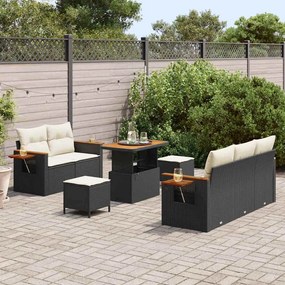 Kerti Kanapé Szett 8 pcs Fekete és krémszínű 90 x 55 x 71 cm