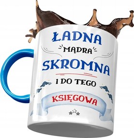 Kék Bögre Könyvelőnek Csinos Okos Szerény Nyomtatott Fotóval