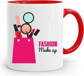 Piros Bögre Kozmetikusnak Fashion Make Up nyomott mintával