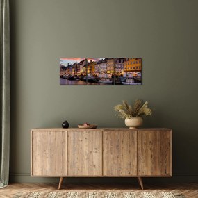 Kép - Nyhavn, Koppenhága (órával) (90x30 cm)