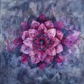 Canvas Vászonkép Lótuszvirág Lila Akvarell Absztrakt 80x80