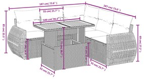 6 részes bézs polyrattan kerti ülőgarnitúra párnával