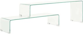 vidaXL kétrészes edzett üveg dohányzóasztal 90x30x20/110x30x40 cm