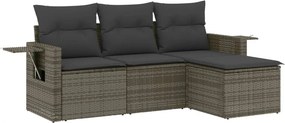 vidaXL 4 részes szürke polyrattan kerti ülőgarnitúra párnákkal