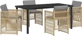 vidaXL Kert étkező szett 5 pcs Bézs Porszórt acél