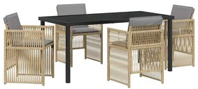 vidaXL Kert étkező szett 5 pcs Bézs Porszórt acél