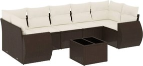 vidaXL 8 részes barna polyrattan kerti ülőgarnitúra párnákkal