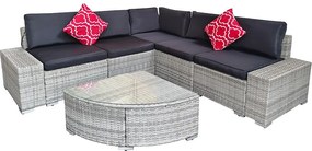 Avenberg AZURE rattan sarokgarnitúra - szürke/fekete