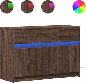 vidaXL barna tölgy színű szerelt fa LED-es TV-szekrény 91x34x61 cm