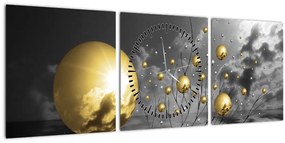 Okker gömbök képe (órával) (90x30 cm)