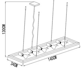 Lucide 73403/05/18 - Csillár zsinóron THOR 5xE27/60W/230V