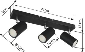 Globo 57911-3B - ROBBY 3xGU10/35W/230V fekete spotlámpa