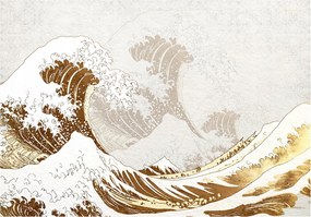 Fotótapéta nagy hullám japán művészeti stílus tenger óceán arany színek