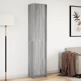 szürke sonoma szerelt fa LED-es magasszekrény 41,5x32,5x200 cm