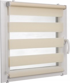 Nappal és Éjszakai Roló Méretre Készítve 74x150 cm Ecru Színben Fúrás Nélküli Belső Rögzítés